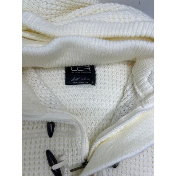 LCR Men’s Ivory hooded waffle knit wool blend sweater in size M. - Picture 7 of 8
